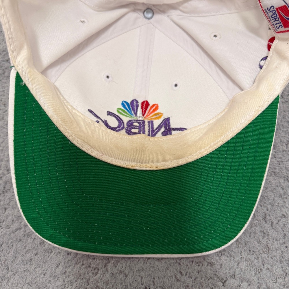 Vintage NBC Sports Snapback Hat Sports Specialties White Green Underbrim Mens - Picture 6 of 8